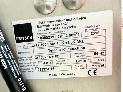 2012 FRITSCH ROLLFIX 700 Reversible Sheeter | Harvest Equipment and Fabrication Inc (7)