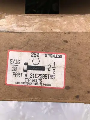K & M Fastener 31C250BTAS 2-1/2″ X 5/16-18 Stainless Hex Tap Bolts -NIB of 200