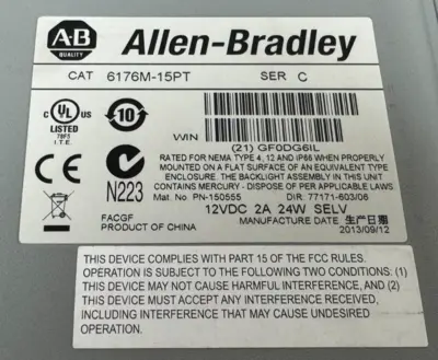 NEW ALLEN BRADLEY 6176M-15PT VERSAVIEW 1550M SER. C 15" 6176M15PT