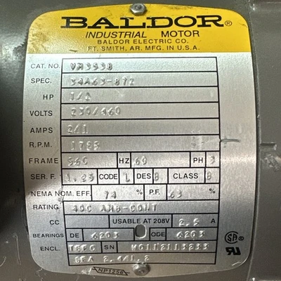 USED Baldor Reliance VM3538 34A63-872