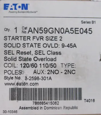 NEW EATON AN59GN0A5E045 STARTER SIZE 2