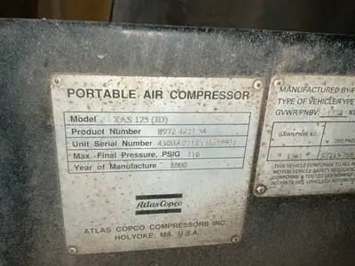 Used 2000 ATLAS COPCO XAS125 Miscellaneous MRO Ohio US | HGR 24 #1441306