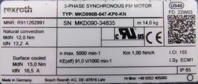 NEW REXROTH R911262991 SERVO MOTOR MKD090B-047-KP0-KN