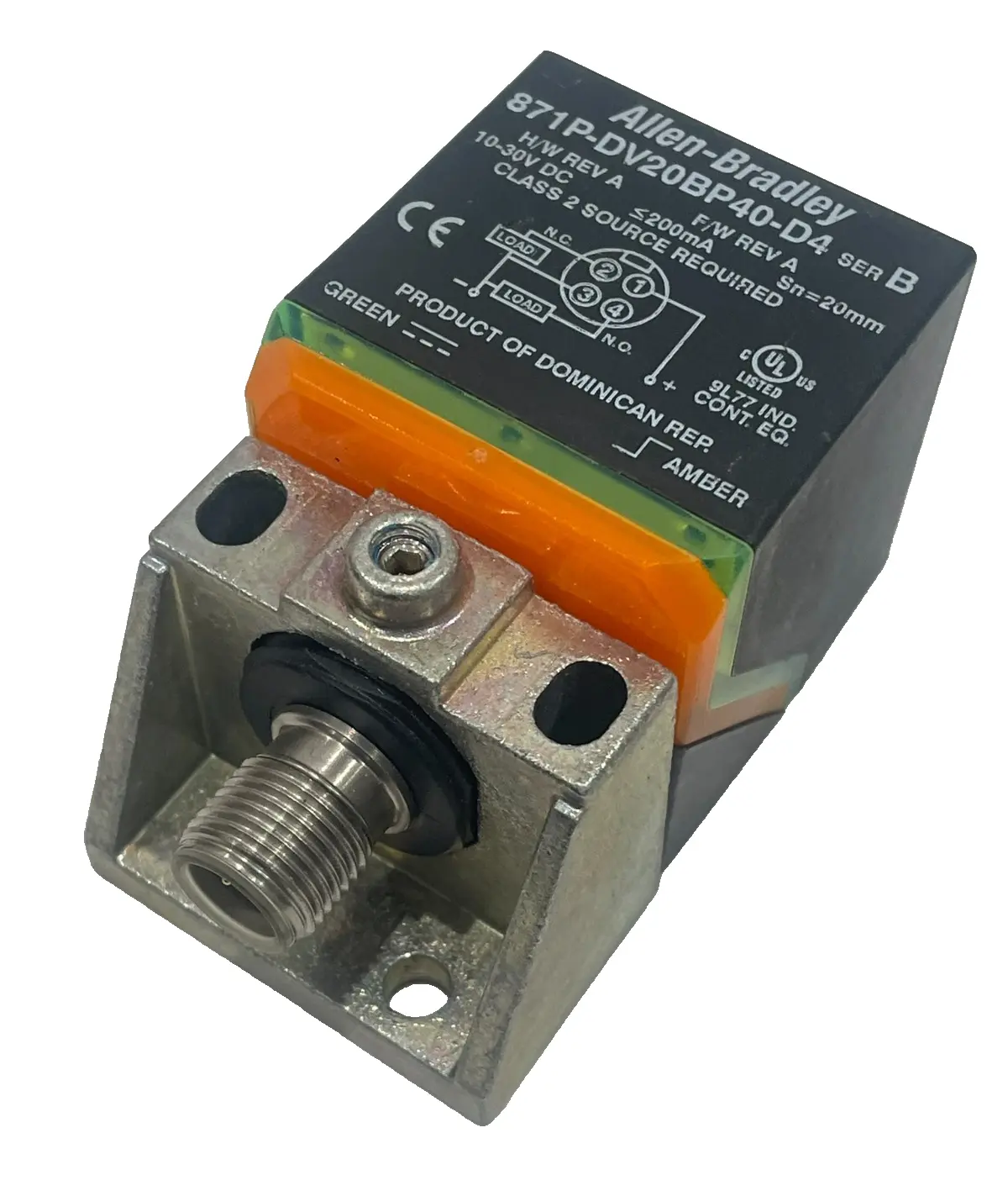 ALLEN BRADLEY 871P-DV20BP40D4 INDUCTIVE SENSOR SER.B 871PDV20BP40D4 NEW, SURPLUS