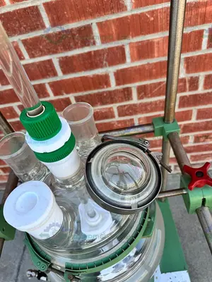 Used CHEMGLASS 20 LITER JACKETED GLASS REACTOR W/ STAND, IMPELLER Reactors California US | Equipment Lab #1394845