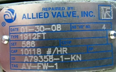 REFURBISHED CONSOLIDATED 1912-FT SAFETY VALVE 1-1/2" 586PSI 1912FT