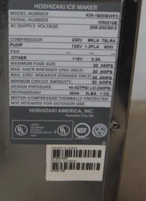 USED Hoshizaki NUMBER: