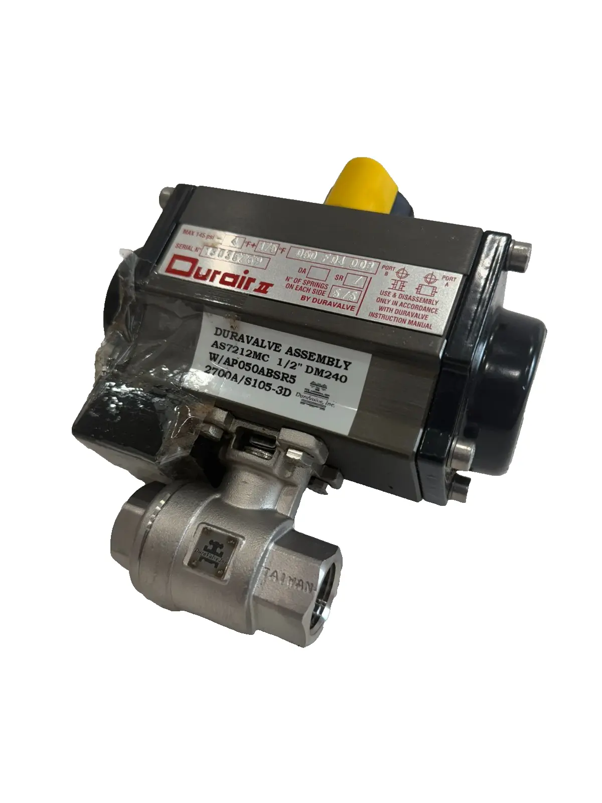 USED DURAVALVE AS7212MC ACTUATOR W/ 3M310