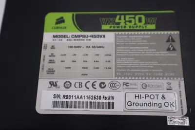 CORSAIR CMPSU-450VX 450 W ATX12V V2.2 80 PLUS  Active PFC Compat STOCK H1241