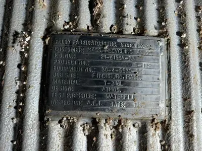 12,000 GALLON ALLOY FABRICATORS INC. 316L STAINLESS STEEL TANK