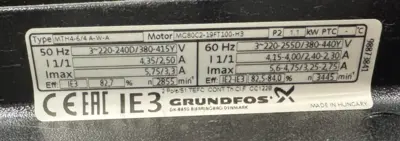 NEW GRUNDFOS MTH 4-6/4 A-W-A-AQQV COOLANT PUMP A-98993046-P3-1822-0002 22GPM