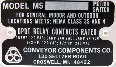 NEW CONVEYOR COMPONENTS MS MOTION SWITCH MODEL-MS