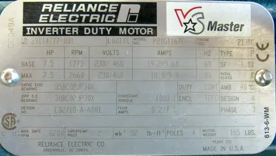NEW RELIANCE ELECTRIC P21G1167F MOTOR 7.5HP 230/460V 213TC 1-3/8" DIA.