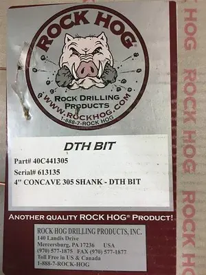 New | in-Stock ROCK HOG 4" IR 3.5 / XL3 HAMMER BIT Tool Bits Pennsylvania US | East West Machinery & Drilling #1416307