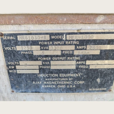 Used AJAX MAGNETHERMIC MFB-1000 Metal Melting Furnaces British Columbia CA | Savona Equipment LTD #1507625