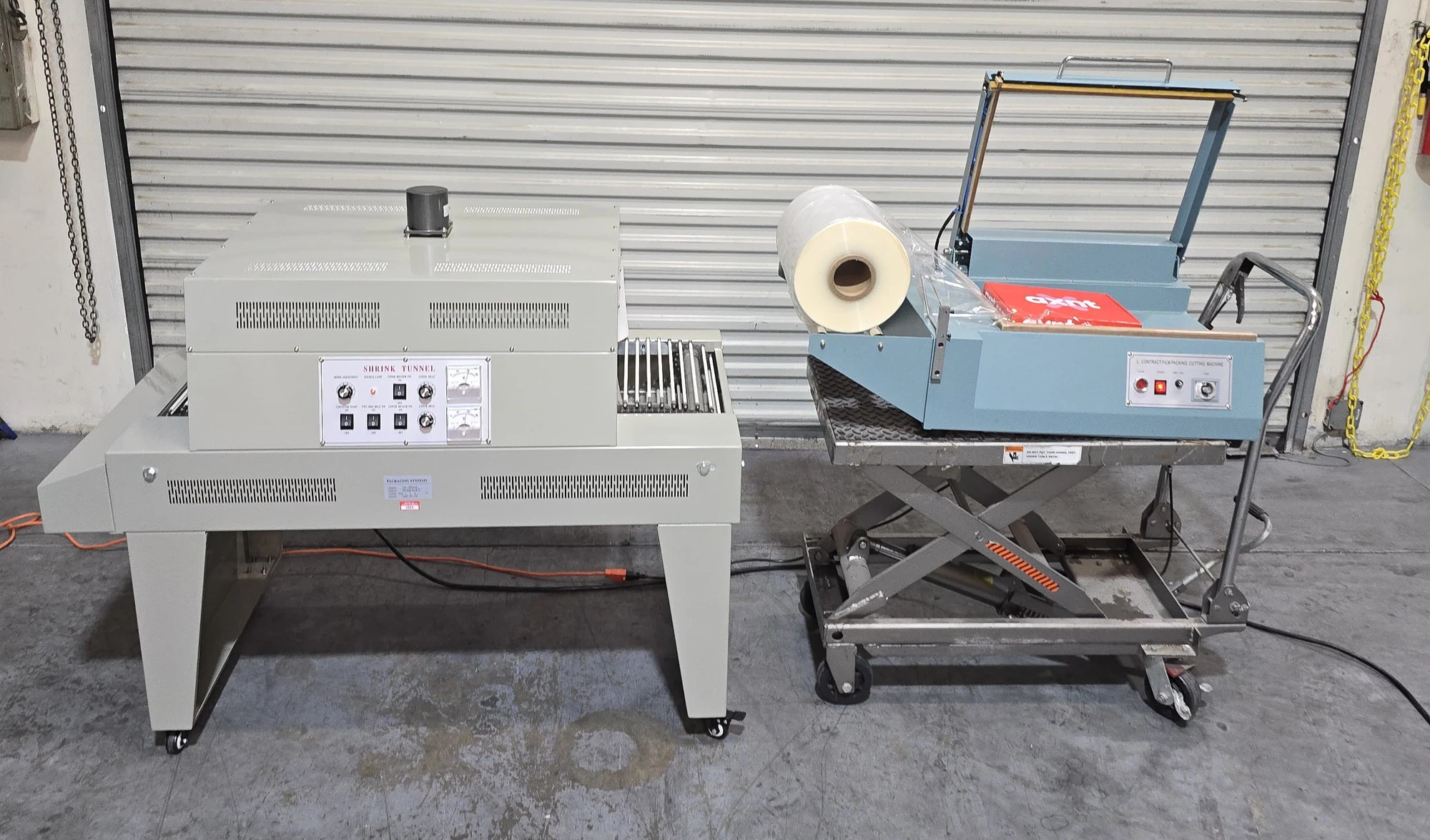 Heat Shrink Tunnel + Manual L-Sealer & Hydraulic Cart–Industrial Packaging Combo