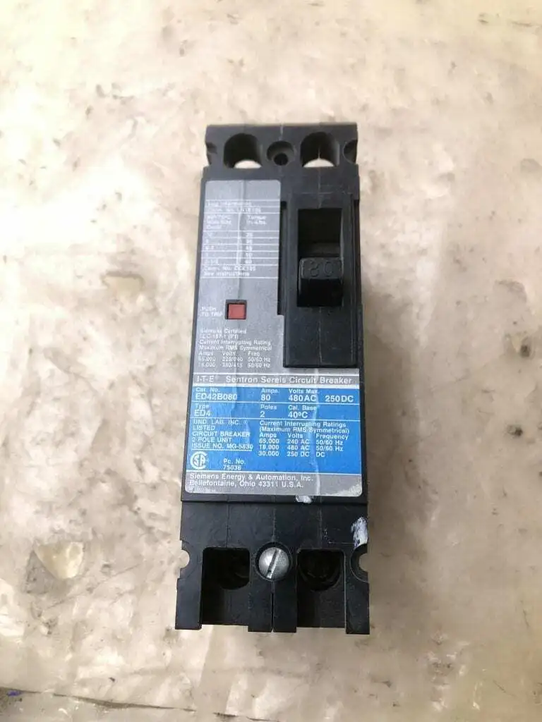 Siemens ED42B080 Sentron 80A Circuit Breaker 2 Pole 480 Vac