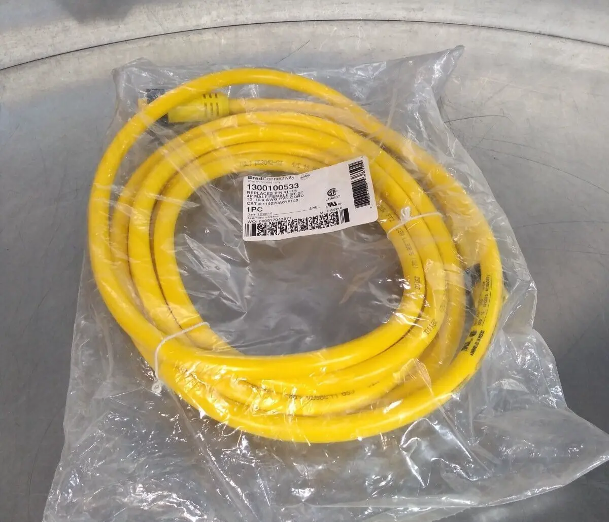 Brad Harrison 114020A01F120 Yellow cordset cable Loc5D28