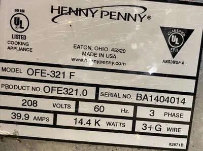 USED HENNY PENNY OFE321 F