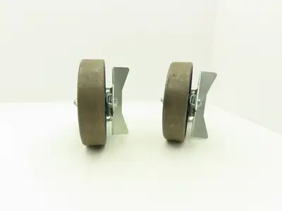Colson 5-8-138 Caster Wheel Swivel 8" x 2" w/Lock Cast Iron 9-1/2" H Lot of 2
