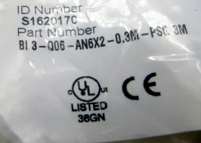 NEW TURCK BI 3-Q06-AN6X2-0.3M-PSG 3M SENSOR S1620170 BI3Q06AN6X203MPSG3M