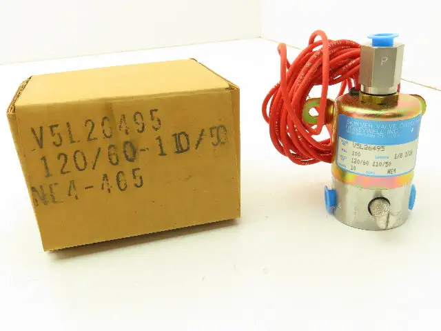 Honeywell Skinner V5L26495 Solenoid Valve 3-Way NO 120V 100 PSI 1/8" NPT Manual