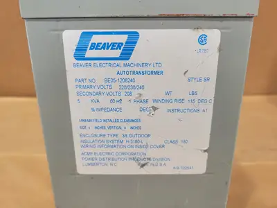 Used BEAVER BE05-1208240 Transformers British Columbia CA | Lenmark #1426889
