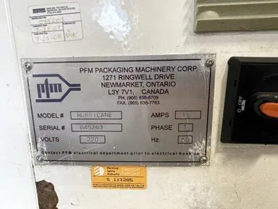 USED PFM PACKAGING MACHINERY HURRICANE