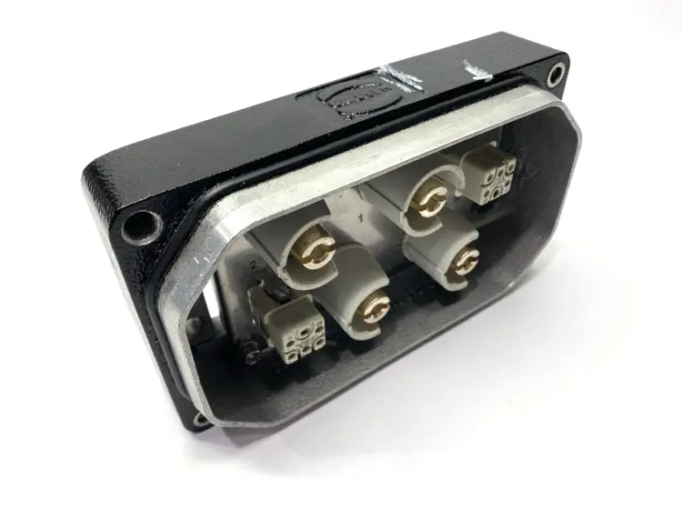 Used HARTING BASE PANEL HAN 48 HPR W/ X4 09110012651 MALE INSERT DAMAGED Inserts (Misc) | Maverick Industrial Sales #1105889