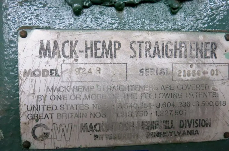 Used MACKINTOSH-HEMPHILL 924R Coil Straighteners Ohio US | Yoder Brothers machinery #204937