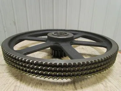 60-4 chain Vintage Sprocket Gear Combo Cast Iron 33-1/2"x7" Industrial Steampunk