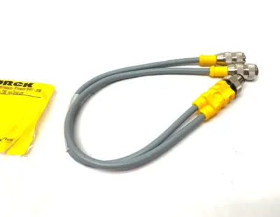 USED TURCK SPLITTER CABLE 2-BRANCH, M M12 TO 2X F M12