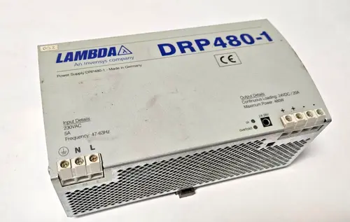TDK LAMBDA DRP480-1 DRP4801 POWER SUPPLY I:5A 230VAC 47-63HZ O:20A 24VDC 480W