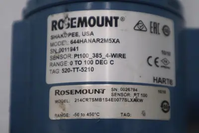 Rosemount 214C Temperature Sensor 214CRTSMB1S4E0077SLXAXW -50 TO 450 C #3526A