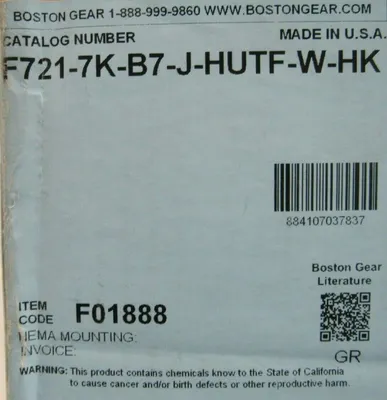 NEW BOSTON GEAR F721-7K-B7-J-HUTF-W-HK GEAR REDUCER 7:1 1HP F7217KB7JHUTFWHK
