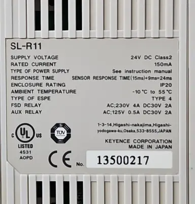 Keyence SL-R11 Safety Control Unit 24 VDC 150mA (BIN4.4.4)