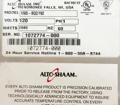 USED ALTO SHAAM 1000-BQ2/192