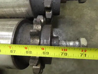 Sprocketed Steel Conveyor Pulley Roller 4.8" Dia x 70"BF  Lot of 5