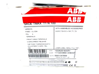 NEW ABB SACE TMAX T1 N 100 CIRCUIT BREAKER SACE TIN