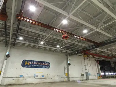 Cleveland Tramrail P&H 1 Ton Single Girder Underhung Bridge Crane 45' 10" Span