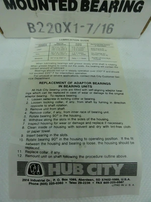 NEW HUB CITY B220X1-7/16