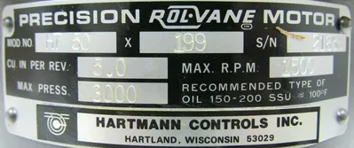 NEW HARTMANN CONTROLS HT50x199 ROL-VANE MOTOR HT50199
