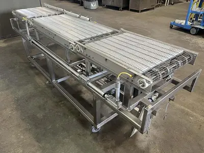 Three-Section Wire Mesh Conveyor with Rails