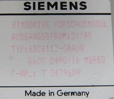 REFURBISHED SIEMENS 6SC6112-0AA00 SIMODRIVE G600 D490/16 M6RE0 6SC61120AA00