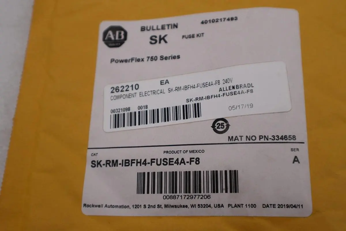 ALLEN BRADLEY NEW PowerFlex 750 Fuse Kit SK-RM-IBFH4-FUSE4A-F8 STOCK G837A