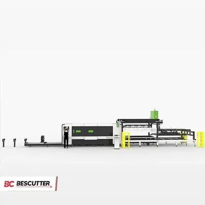 2026 Bescutter FLY PRO 5'X10' | 1500W - 6000W IPG | Fiber Laser Metal Sheet and Pipe Cutter Full Enclosure with Parallel Shuttle Table