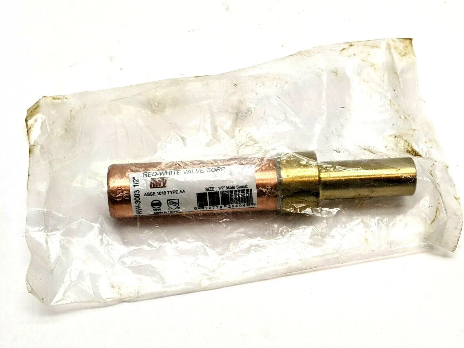 RW-3003 | Red-White Valve  1/2" Male Sweat Water Hammer Arrestor - New