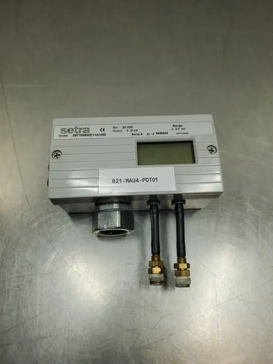 Used Setra 2671005WD11A1HD Pressure Differential Sensor, 24VDC, 4-20mA Pressure Transmitters South Carolina US | Palmetto Automation #1539757