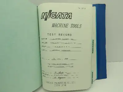 Niigata SPN63 CNC Machine Test Record Spec Sheet Manual  (1999)