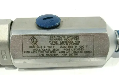 NEW HEX VALVE DIVISION PG651U3131533 VALVE TYPE 316